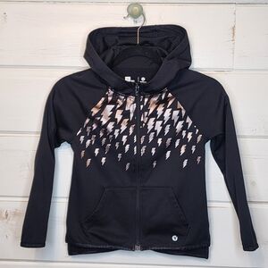 Xersion Black Lightning Pattern Hoodie S 7/8